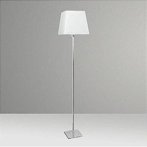 Coluna Luminária de Chão Reta Alumínio Cromado Cúpula Tecido Bivolt 1,6m de Altura Golden E-27 C220 Salas e Hall