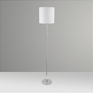 Coluna Luminária de Chão Palito Cromada Cúpula Tecido Bivolt 1,65m de Altura Golden Art E-27 C221 Salas e Hall