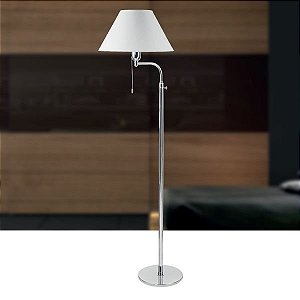 Coluna Luminária de Chão Haste Telescópica Curva BRITNER Cúpula Tecido Bivolt 1,83m de Altura Golden Art E-27 C226 Salas e Hall