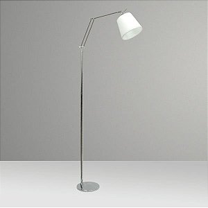 Coluna Luminária de Chão Articulada Alumínio Cúpula Seda Bivolt 1,45m de Altura Rebecca Golden Art E-27 C730 Salas e Hall