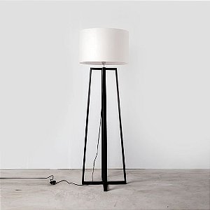 Coluna Quadrada Madeira Vertical Cupula Tecido 165x50cm Golden Art 1x Lâmpada E27 Bivolt C758 Salas e Quartos