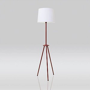 Coluna Tripé Tubular Alumínio Colorida Vermelha Cúpula Bivolt 1,63m de Altura Tree Golden Art E-27 C787 Salas e Hall