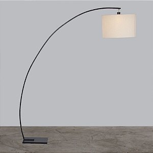 Coluna Arco Alumínio Curvo Preto Cupula Tecido 190x205cm Golden Art 1x Lâmpada E27 Bivolt C952 Salas e Quartos