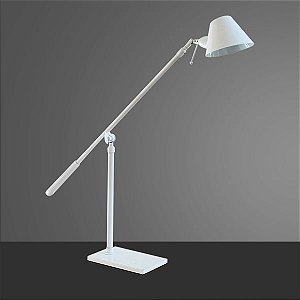 Abajur Luminária Articulada Branca Alumínio Cúpula Bivolt 76cm de Altura Zull Golden Art G9 M786 Salas e Hall