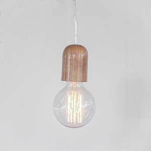 Pendente Off Vertical Madeira Natural Fio Lonado 100cm Golden Art 1x Lâmpada E27 Bivolt T1000-MD Salas e Cozinhas