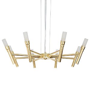 Lustre Design Moderno Metal Dourado Cúpula Vidro 8 Lâmpadas Ø60 x 1m Montana Golden Art G9 T1072-8 Salas e Hall