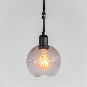 Pendente Bolha Vertical Metal Preto Esfera Vidro 27x15cm Golden Art 1x Lâmpada E27 T1466 Entradas e Cozinhas
