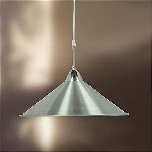 Pendente Redondo Cúpula Cônica Alumínio Escovado Cabo PP 40cmx1m Golden Art E-27 T171-551 Quartos e Salas