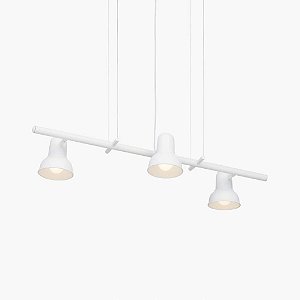 Lustre Escriba Triplo Foco Horizontal Alumínio Branco 80cm Golden Art 3x E27 Bivolt T1810-3 Mesas e Escritórios