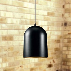 Pendente Alumínio Preto Fosco Cabo Regulável 18x25 Golden Art E-27 T201-25 Quartos e Salas