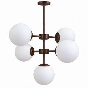 (Pintura) Lustre Golden Art Balls 5 Bolas Ø20cm 2 Andares 5xE27 T2050-5PI