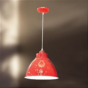 Pendente Alumínio Colorido Vermelho Decorativo Cabo Regulável Ø32 Galpão Golden Art E-27 T209 Salas e Hall