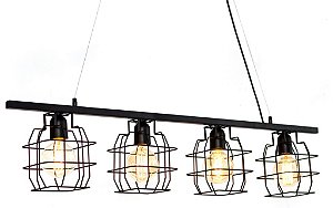 Lustre GRANADA Golden Art T214-H4 Moderno Cupula Aramada Haste Barra de 110cm x 23cmx  4xE27