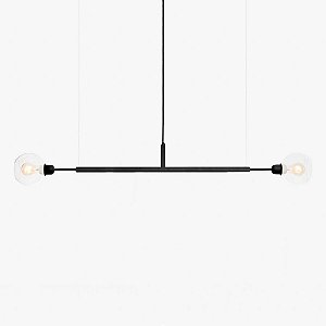 Lustre Golden Art Due G Horizontal Black 1,3mt com Cúpula de Vidro