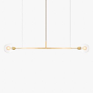 Lustre Golden Art Due G Horizontal Dourado 1,3mt com Cúpula de Vidro