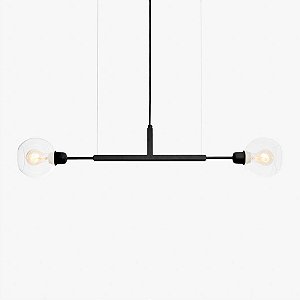 Lustre Golden Art Due P Black Horizontal com Cúpula de Vidro