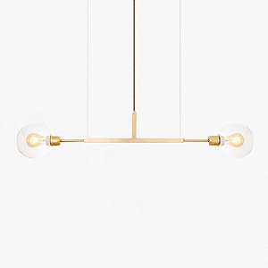 Lustre Golden Art Due P Horizontal Dourado com Cúpula de Vidro