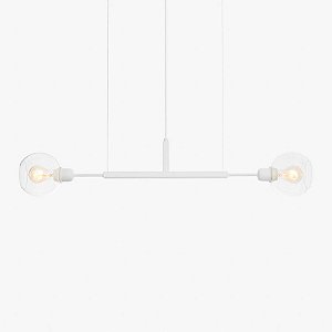 Lustre Golden Art Due P Branco Horizontal com Cúpula de Vidro