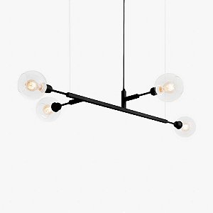 Lustre Golden Art Quattro G Black com Cúpula de Vidro