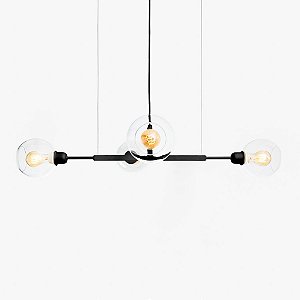 Lustre Golden Art Quattro P Black com Cúpula de Vidro