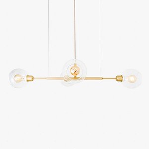 Lustre Golden Art Quattro P Dourado com Cúpula de Vidro