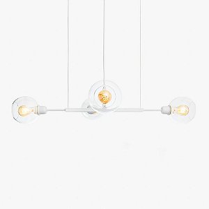 Lustre Golden Art Quattro P Branco com Cúpula de Vidro