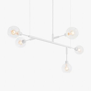 Lustre Geométrico Golden Art Cinque G Branco com Cúpula de Vidro