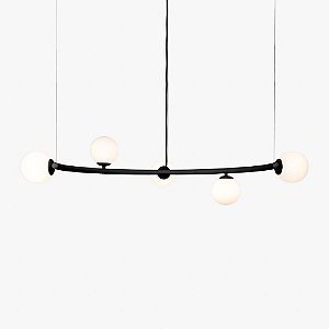 Lustre Golden Art Arco Black com Cúpula de Vidro 80cm
