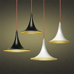 Pendente Cascata Cônico Alumínio Colorido Decorativo Tom Dixon 27x26 Mistt Golden Art E-27 T900-27 Salas e Hall