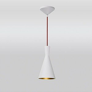 Pendente Cone Vertical Conico Alumínio Branco 27x14cm Golden Art 1x Lâmpada E27 Bivolt T9076-A Cozinhas e Balcões