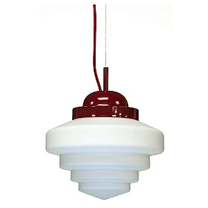 Pendente Escada Vermelho Cúpula Vidro Leitoso Ø23cm Golden Art E-27 T933-23 Quartos e Salas