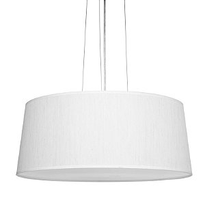 Pendente Seda Pregueada Redondo Tecido Liso 22x55cm Golden Art 3x Lâmpadas E27 Bivolt T977 Cozinhas e Quartos