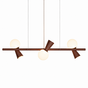 (Pintura) Lustre Golden Art Pivô Linear 3 Bolas de Vidro + Spots 80x23cm T9900-3PI