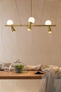 Pendente Golden Art Pivô 3 cúpulas - Dourado Escolha a cor