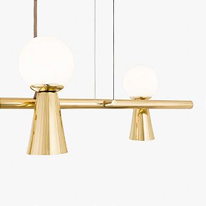 Lustre Pendente Golden Art Pivô 5 Lâmpadas Dourado Brilho(Polido) Escolha a Cor