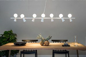 Lustre Pendente Golden Art Pivô 7 Lâmpadas Branco Escolha a Cor