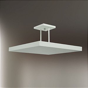 Plafon Sobrepor Quadrado Alumínio Branco Slim c/ Haste 30x30cm Golden Art Halógena T116-30 Salas e Escritórios