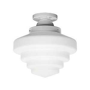 Plafon Sobrepor Branco Vidro Leitoso Sobrepor Ø30 Escada Golden Art E-27 T933-30 Quartos e Salas