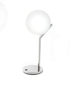 Abajur Esfera Vidro Haste Curva Metal Cromado 62x32cm Old Artisan 1x E27 Bivolt ABJ-5194 Salas e Corredores