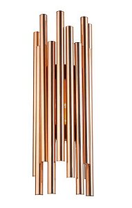 Arandela Hastes Retas Vertical Alumínio Cobre 60x20cm Old Artisan 4x G9 Halopin Bivolt AR-5111 Quartos e Salas