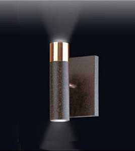 Arandela Tubo Reto Vertical Alumínio Preto Cobre 28x12cm Old Artisan 2x GU10 Dicróica AR-4949 Salas e Quartos