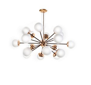 Pendente Moderno Bolas Vidro Alumínio Bronze 41x92cm Old Artisan 18x G9 Halopin Bivolt PD5226-A Salas e Hall