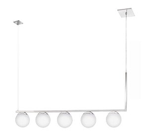 Pendente Haste Horizontal Esferas Vidro Metal 46x100cm Old Artisan 5x G9 Halopin Bivolt PD-5192 Balcões e Mesas