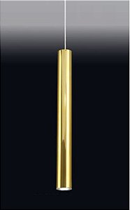 Pendente Tubo Redondo Vertical Alumínio Dourado 59x7,6cm Old Artisan 1x PAR20 Bivolt PD-5004 Entradas e Cozinhas