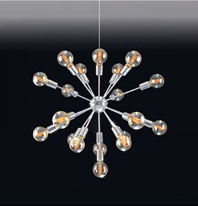 Pendente 19 Braços Moderno Metal Cromado Decorativo 58x67cm Old Artisan 19x E27 Bivolt PD-4965 Entradas e Salas