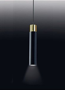 Pendente Tubo Duplo Foco Alumínio Preto Cobre 28x5cm Old Artisan 1x GU10 Dicróica PD-4948 Balcões e Mesas