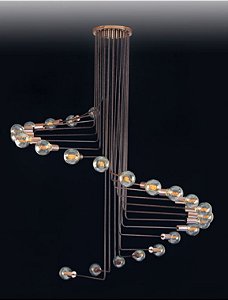 Plafon Hastes Curvas Vertical Moderno Alumínio 170x130cm Old Artisan 24x E27 Bivolt PLF-5102 Entradas e Salas