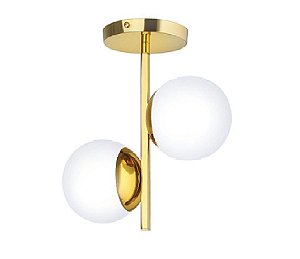 Plafon Old Artisan PLF5312 Duplo Moderno Esfera Bola De Vidro Dourado Polido Cores (2 - G9)  C-250XL-120XA-300