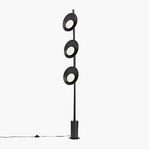 Coluna Orvalho Tripla Vertical Moderna Alumínio Preto 170cm Golden Art 3x LED 3 Watts C1820-3 Salas e Quartos