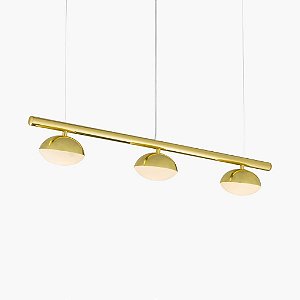 Lustre Avelã LED Triplo Foco Moderno Alumínio Dourado 80cm Golden Art 3x LED 3 Watts T1800-3 Mesas e Balcões